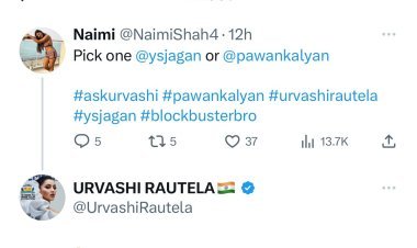 Urvashi Rautela Picks Power Star Pawan Kalyan Over YS Jagan in ASKUrvashi on Twitter