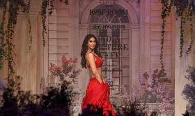 Vaani Kapoor Dazzles in Red Chikankari Lehenga, Sets the Runway on Fire
